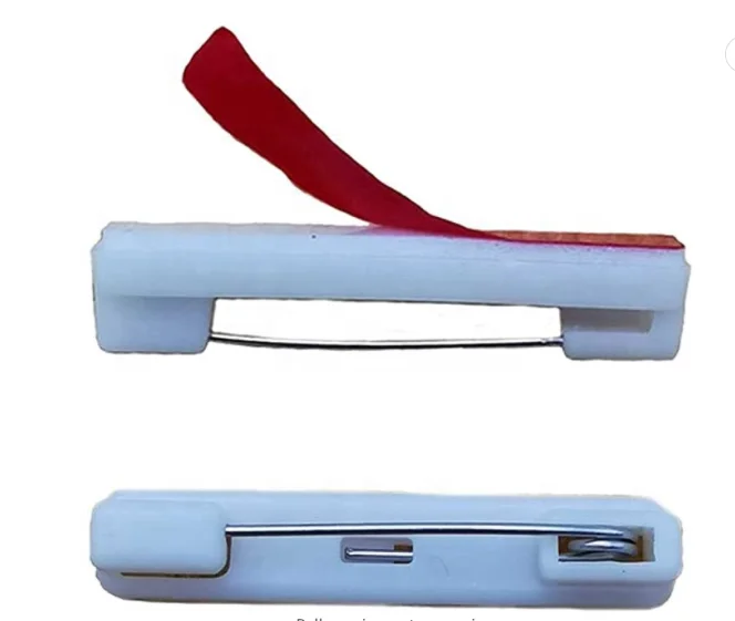 Backs Badge White Safety Bar Pins Plastic Self Adhesive Brooch Pin for ID Badges, Name Tags, Brooches, Ribbons