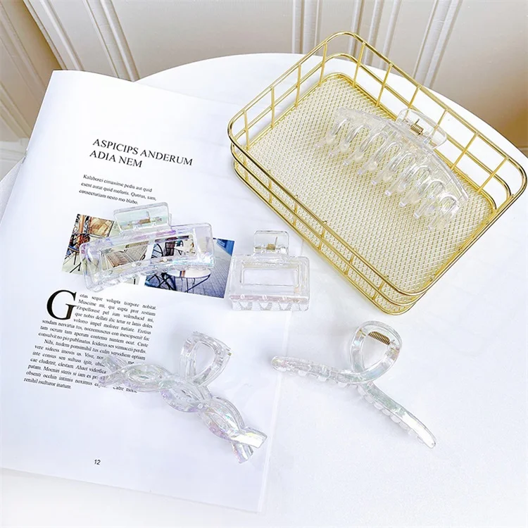 Transparent Claw Clip Ins Simple Women Lazy Jaw Clips Wedding Hair Accessories Square Cross Plastic Butterfly Hair Clips