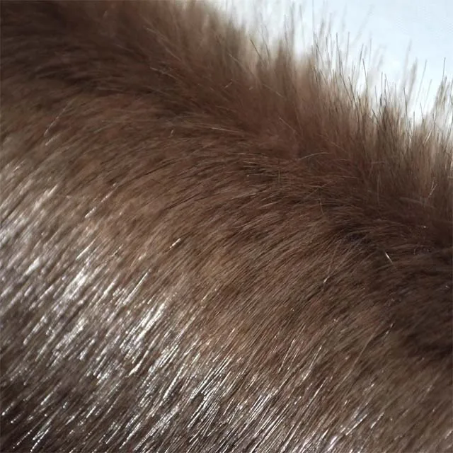 Лидер продаж, лисий мех 1,55 м, разрезаемый кончик меха кофейного цвета 1350 г/м, черный длинный ворс, индивидуальный искусственный мех для пальто/одежды