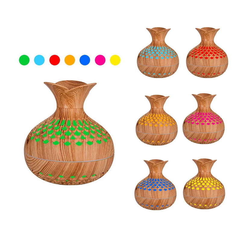 2024 New Flower Humidifiers 300ml Wooden Mini USB Home Office Desktop Portable H20 Air Humidifiers with Night Light