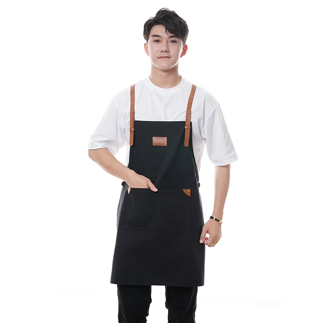 SMARTHAIR Black Canvas Beauty Barber Apron Hairdresser Canvas Apron Hair Cutting Hairstylist Aprons