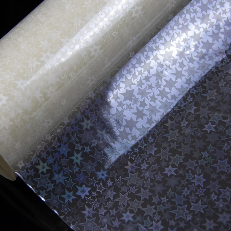 Custom high transparency film hexagonal star holographic picture laminating film