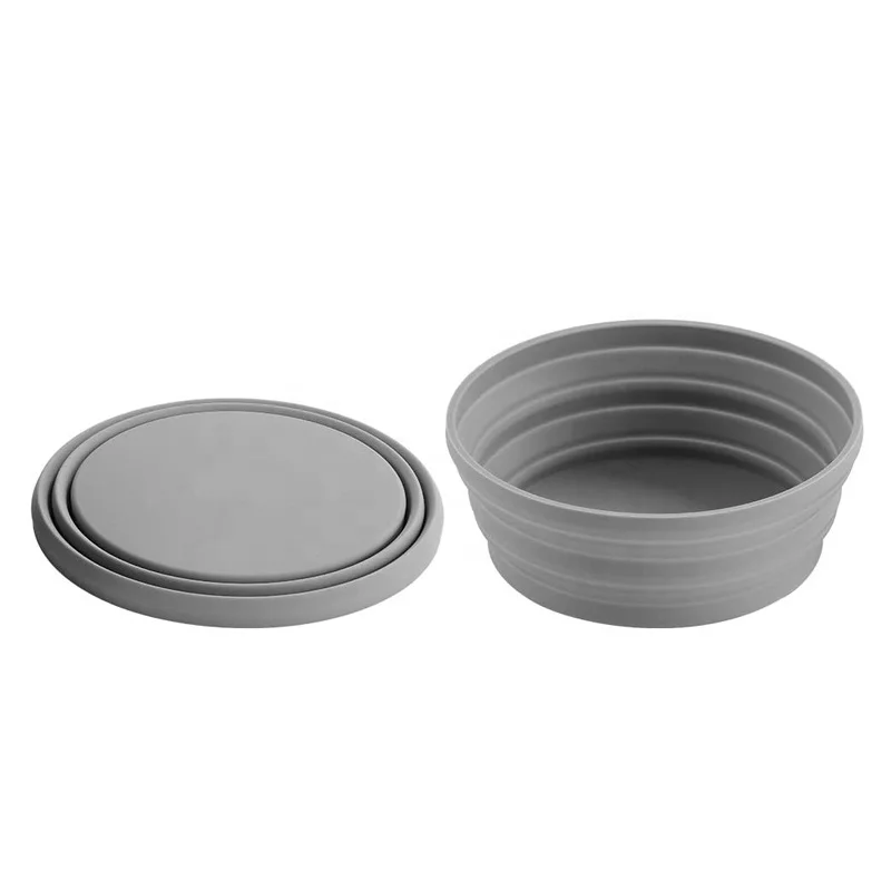 Expandable Portable Collapsible Dog Folding Silicone Foldable Food Bowl for Camping Hiking Travel Sport