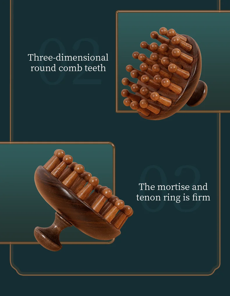 DQ-001 High Quality Wood Massage Comb for Meridian Channel Head Scalp Massage Therapy No Static Rosewood Wooden Comb