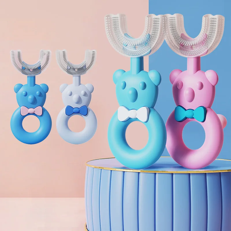 Baby U Shape Toothbrush Food Grade Silicone Baby Toothbrush U-shape Portable 360 For Children U Shape Baby Kid Tooth Brush