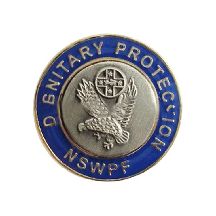 Custom Blue Round Silver Animal Lapel Pin Wholesale Cheap Unique 3D Logo Art Excellent Design Badge A Gift For a Good Friend