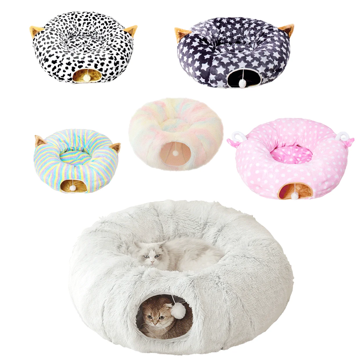 Factory direct sell cozy cat beds foldable cat tunnel beds
