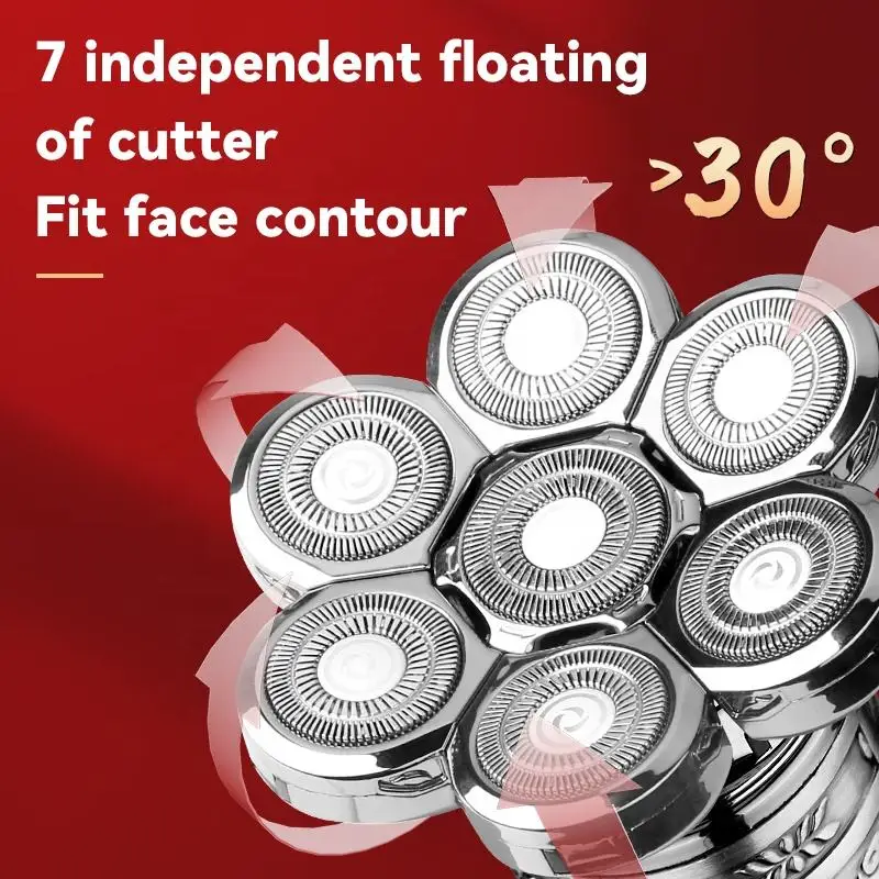 Waterproof IPX6 Razor Kemei KM-1523 Electric Shaver Portable Mini 7 Blades Alloy Body 4D Veneer Floating Shaver For Men