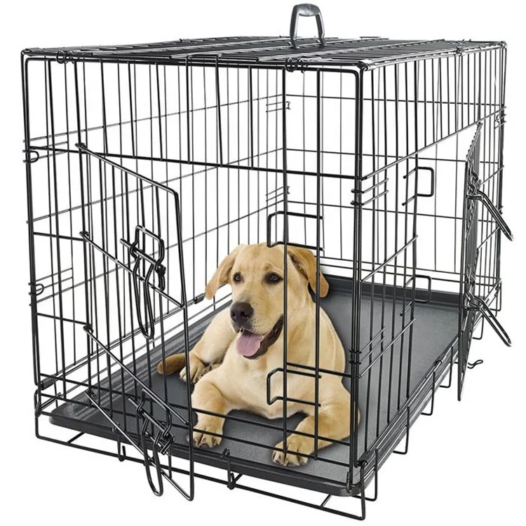 Wholesale Black Metal Pet Dog Crate 30 36 42 48 Inch Small Durable Outdoor Large Folding Metal Pet Dog Cage Carriers In Bedroom