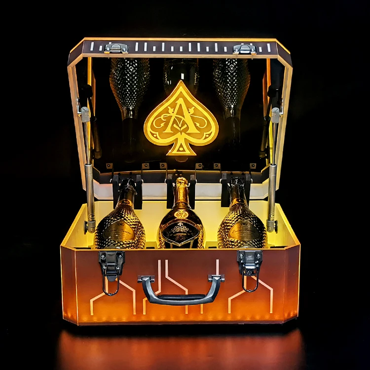 factory direct Ace of Spade Carrier Black Box LED VIP Champagne Bottle Display Case LED Wine Bottle Presenter bottle glorifier
