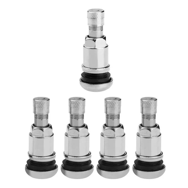 
4pcs Bolt-in Stainless Steel Car Tubeless Wheel Tire Valve Stems Hex With Dust Inner Tube Valve Auto Accessories 