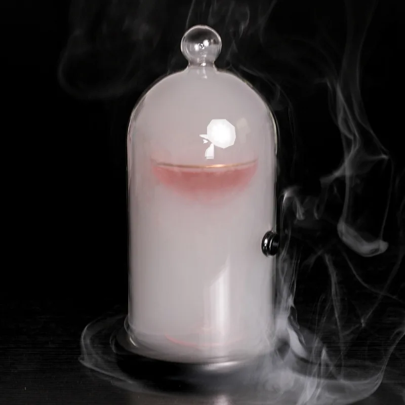 Smoking Cloche For Food Drinks With Wood Base Cocktails Smoke Infuser Glass Dome for Smoker Gun Clear dome cover