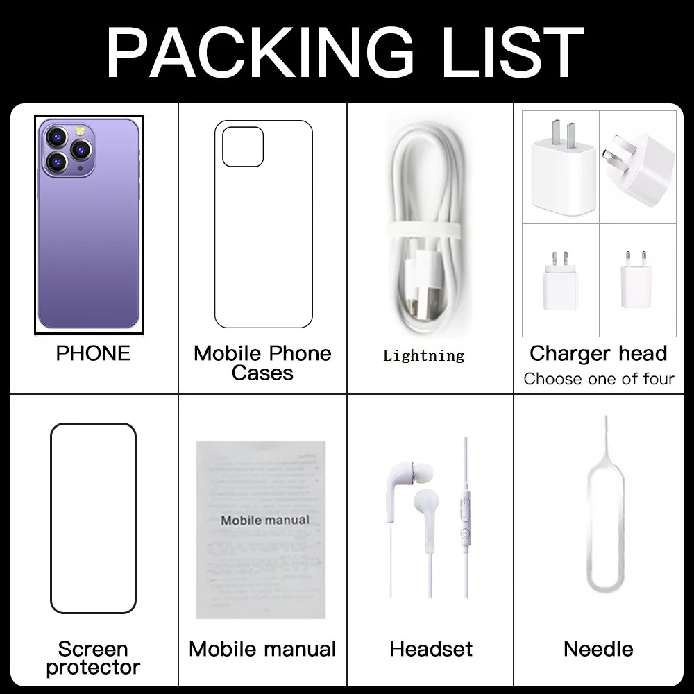 Original phone i14 Pro MAX Smartphones 16GB+1TB phone14 10-Core LET Cellphones Large battery unlocked Dual SIM Mobile Phone