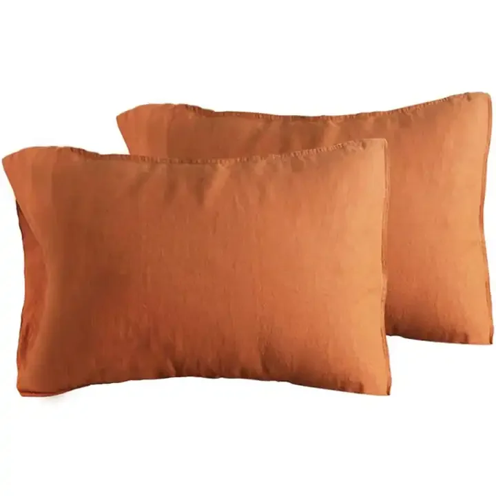 Natural Washed Flax Solid Color Durable Basic Style Pure Linen Pillowcases For Home Hotel