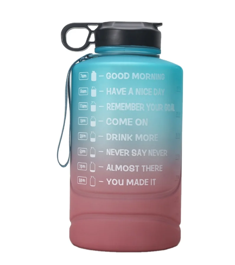 Оптовая продажа, 1 галлон, временная маркировка, мотивирующая Спортивная бутылка для воды, большой кувшин для воды без БФА с ручкой