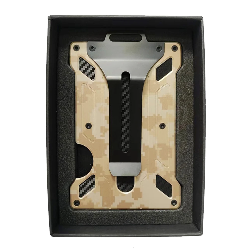 RFID-Блокировка минималистский держатель для удостоверения личности Алюминиевый металлический карт кошелек с легким демонстрационным окошком со шнурком