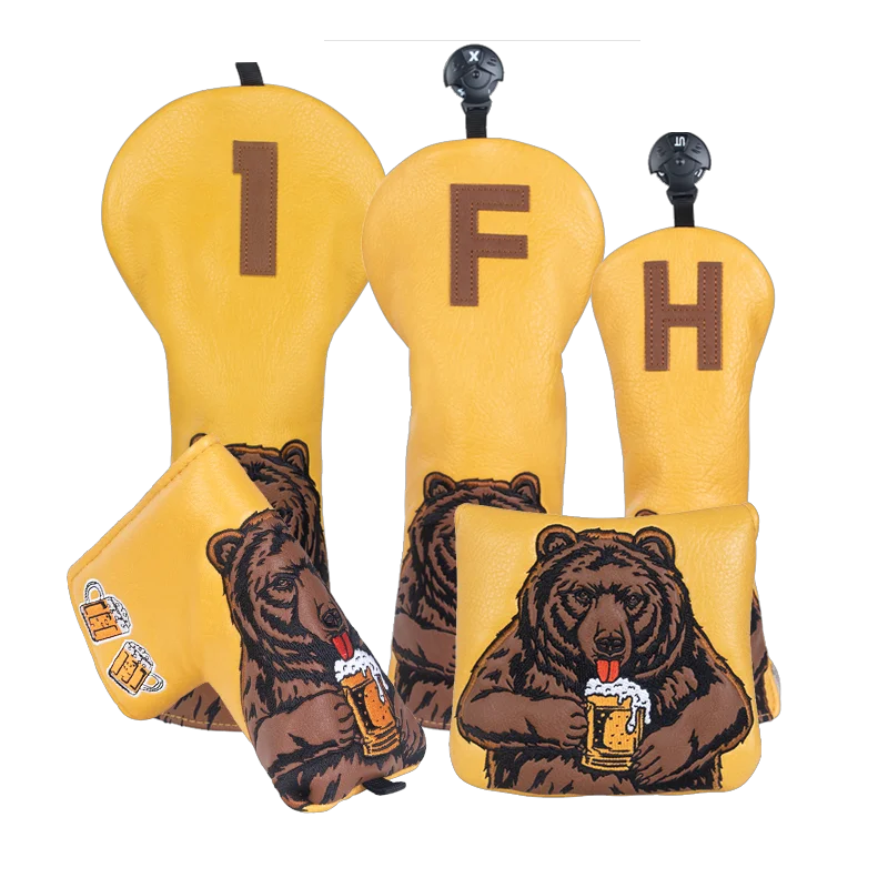 Wholesale Custom Golf Accessories Gift  Golf Headcover Set Golf Club Head Covers Pu Leather Driver Covers