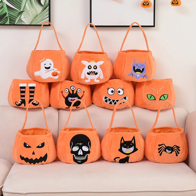 New Halloween Decorations Trick and Treat Pumpkin Gift Tote Bag Custom Evil Bat 2024 Pumpkin Halloween Candy Basket