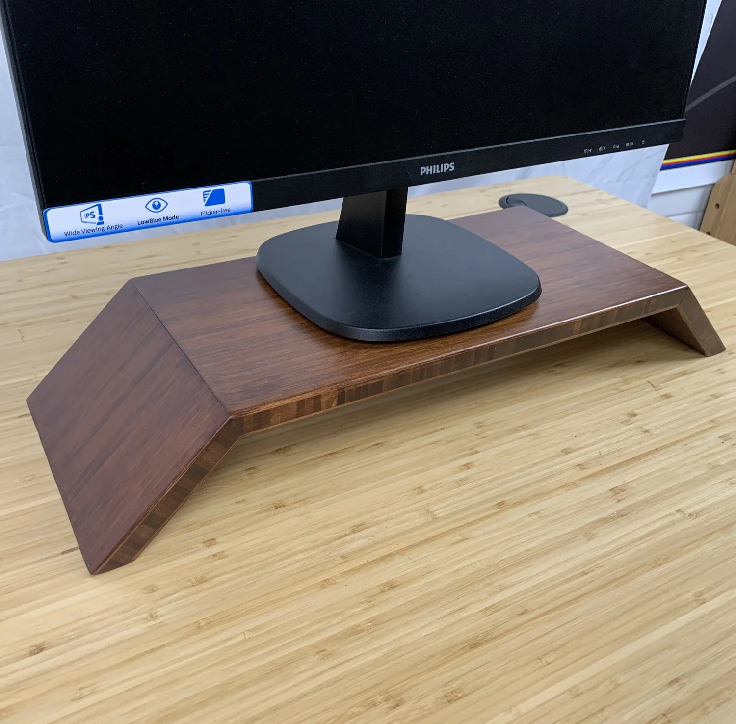 Desktop Organizer Standing Desk Bamboo Wooden Laptop PC Computer Monitor Stand Riser