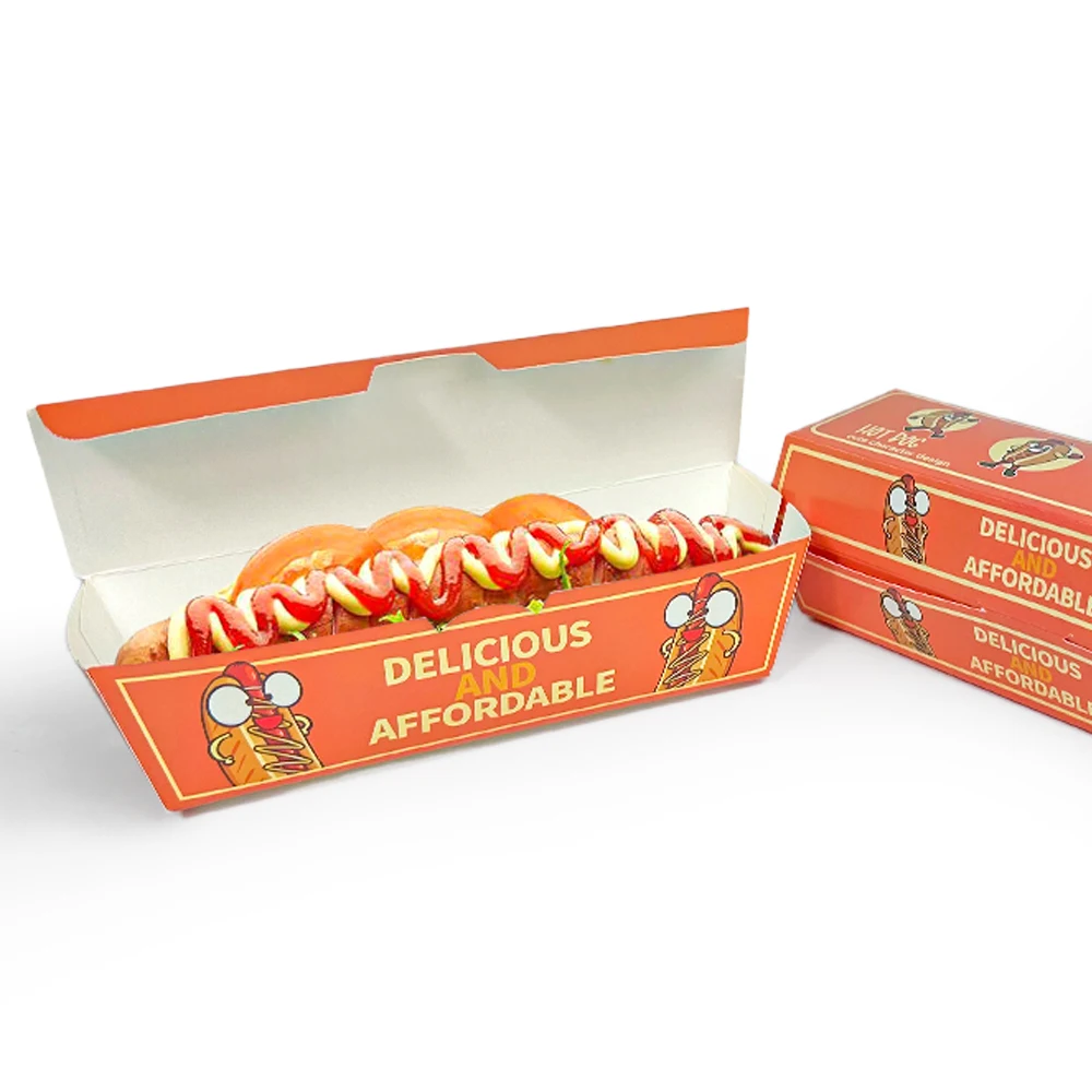 Customized Food Grade Korean Paper Hot Dog Burger Box Printing Fast Food Packaging