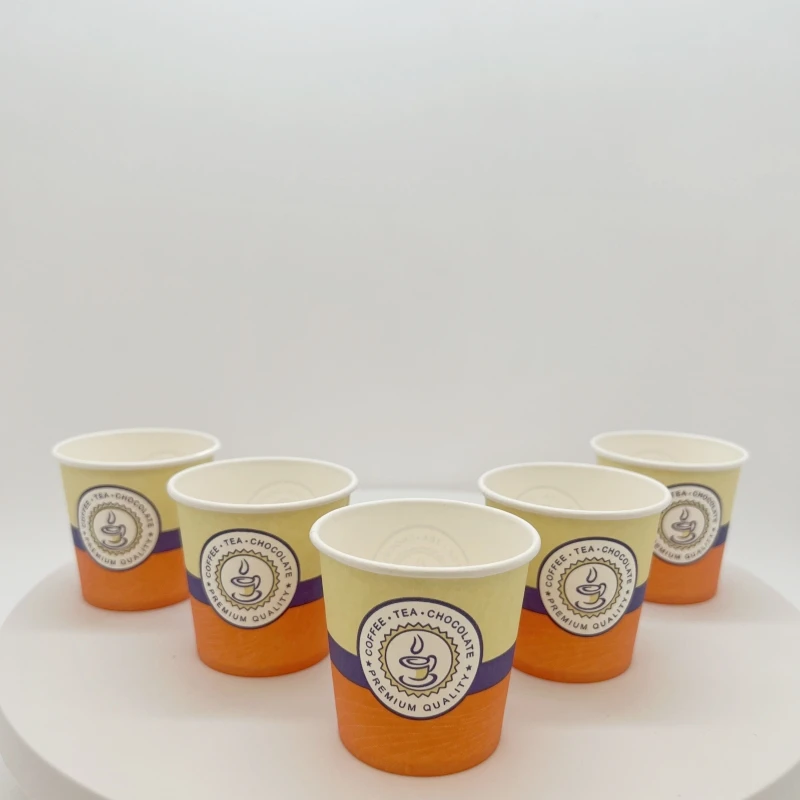 Wholesale printed single wall coffee tea taste mini paper cup with lids takeaway 4oz paper cup in stock