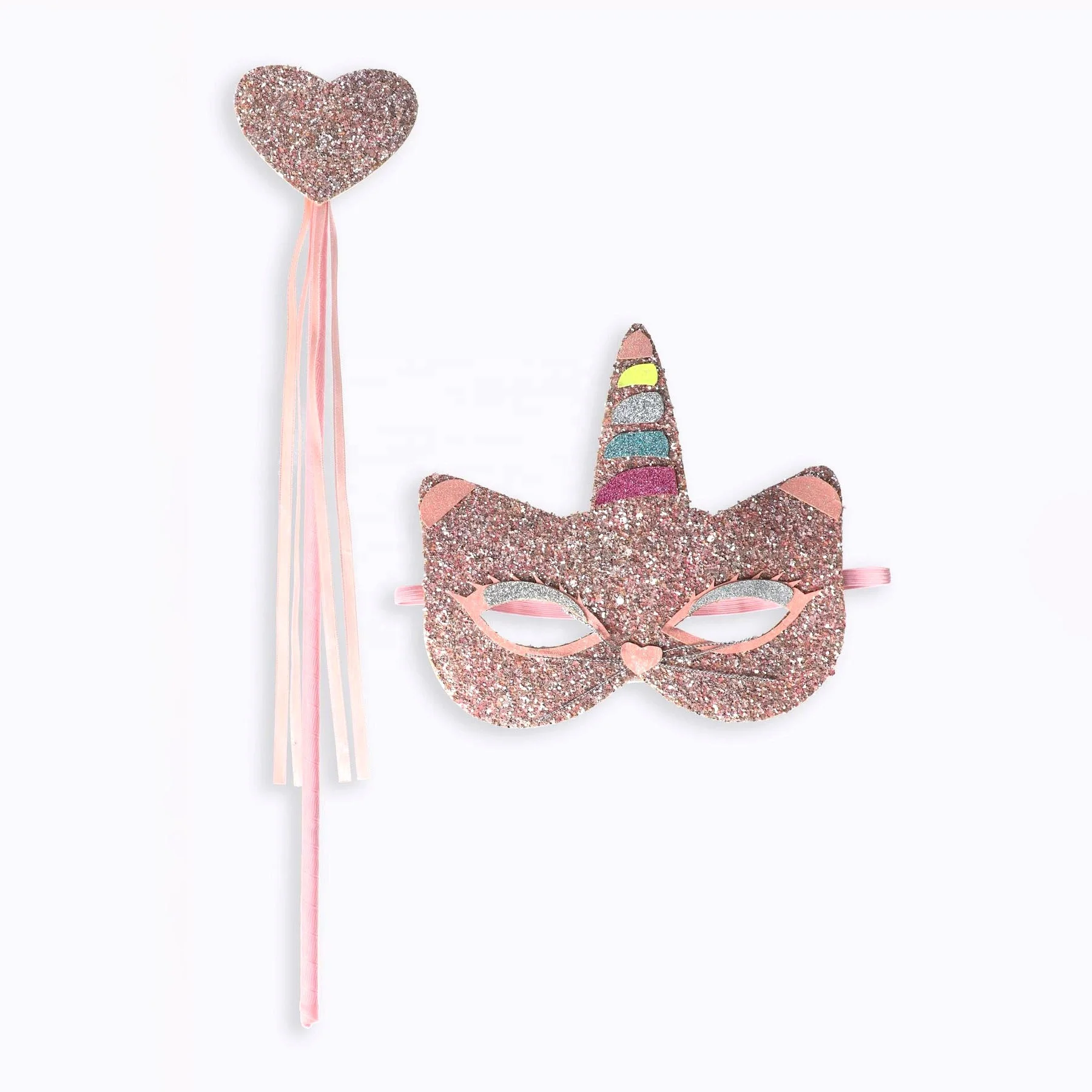 Halloween Party Decoration Supplies Kids Cosplay Costume Star Magic Wand and Unicorn Mask Eye Mask 2pcs
