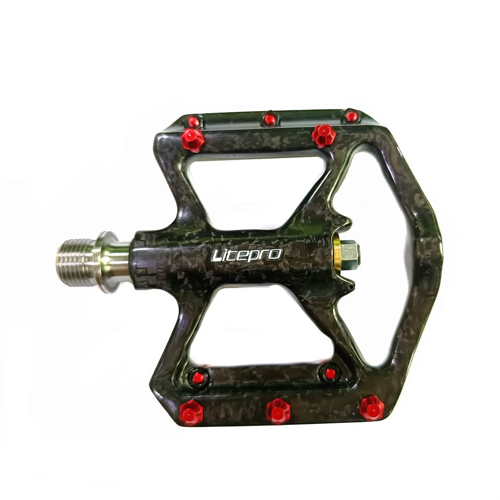 Litepro Folding Bicycle 3 Bearing Titanium Axle Pedal Mountain Bike Carbon Fiber Pedals 178g