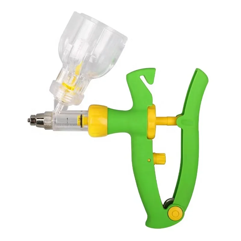 Vaccine Injection Gun Adjustable Green Syringe Tool 2ml/5ml Animal Green Syringe Veterinary Automatic Continuous Syringe