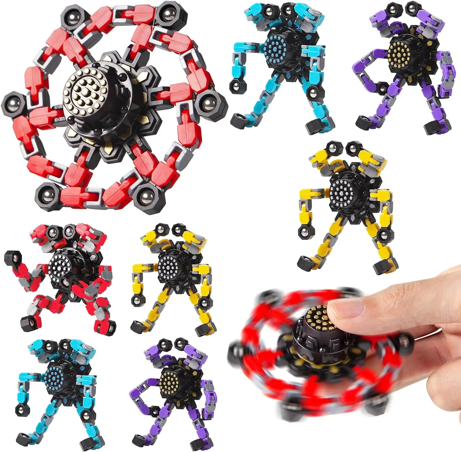 Transformable Fidget Spinners for Kids and Adults Stress Relief Sensory Toys Fingertip Gyros for ADHD Fidget Spinner