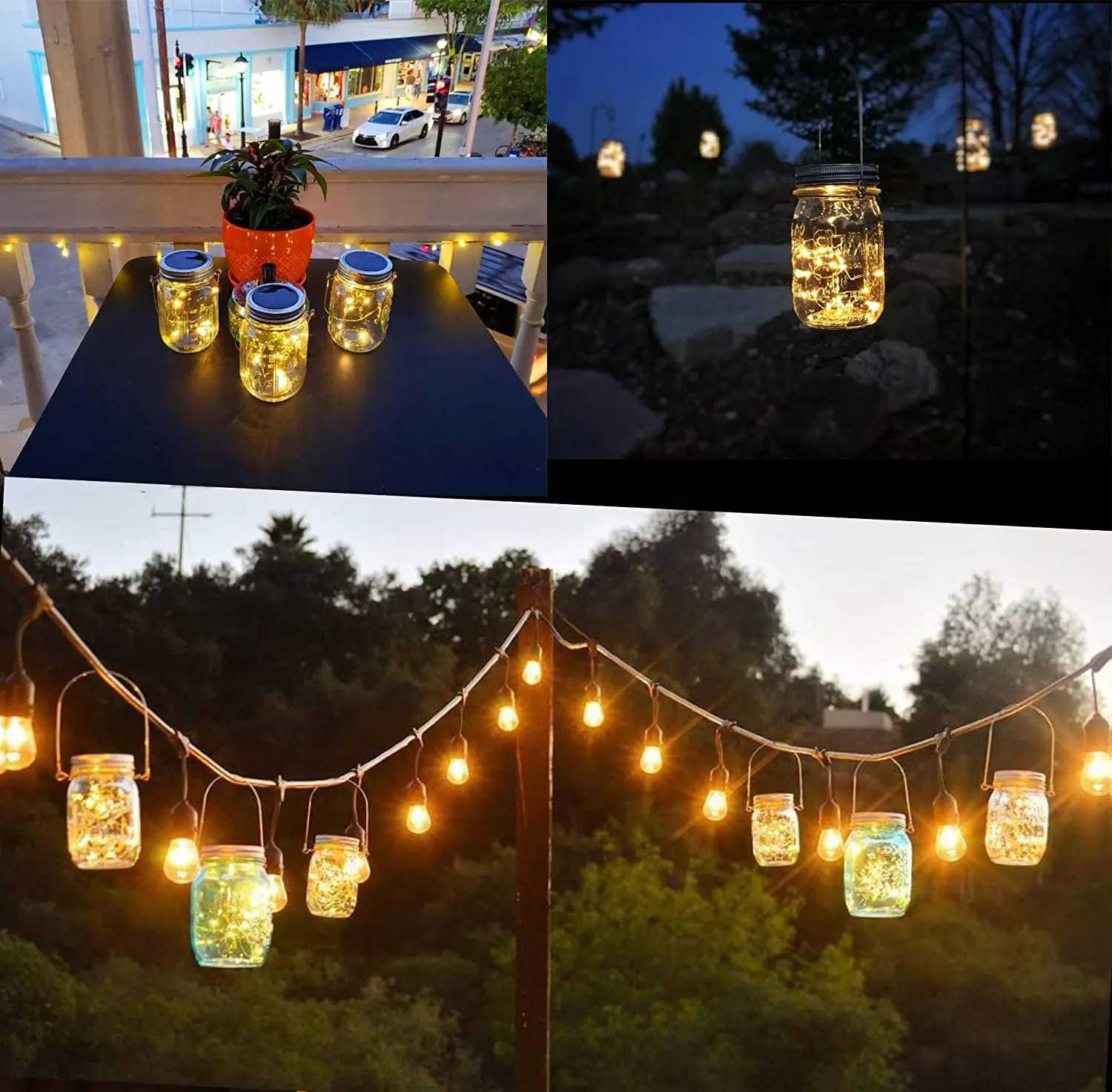 waterproof Led Solar Glass Bottle Lid Night Lamps Fairy Copper Wire String Lights Outdoor Hanging Mason Jar Light