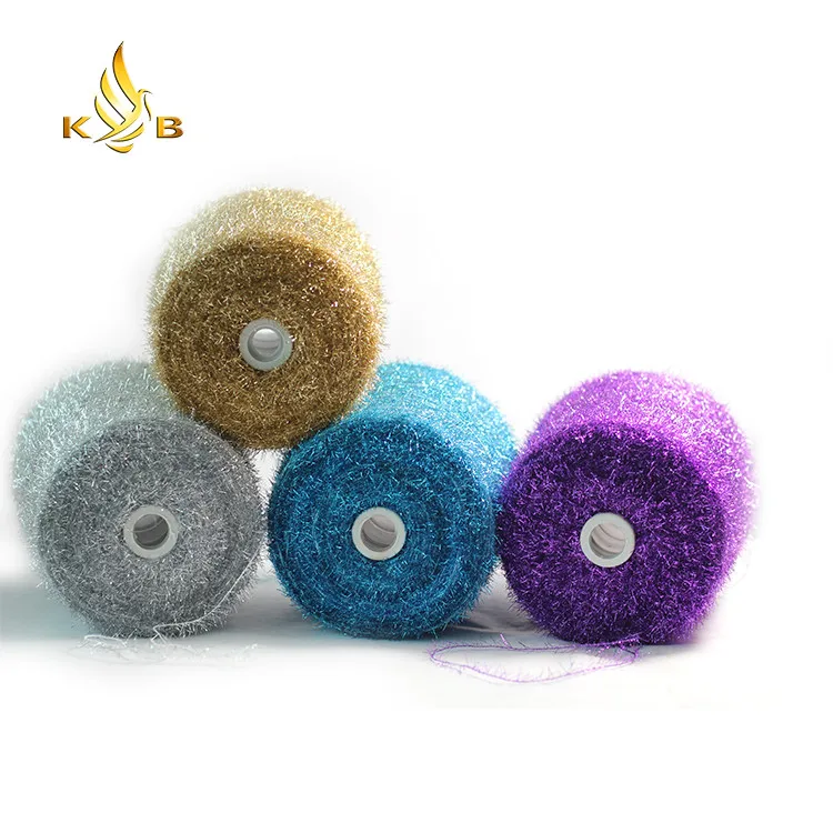 Kingeagle shining 100% polyester metallic fiber feather yarn for knitting garments