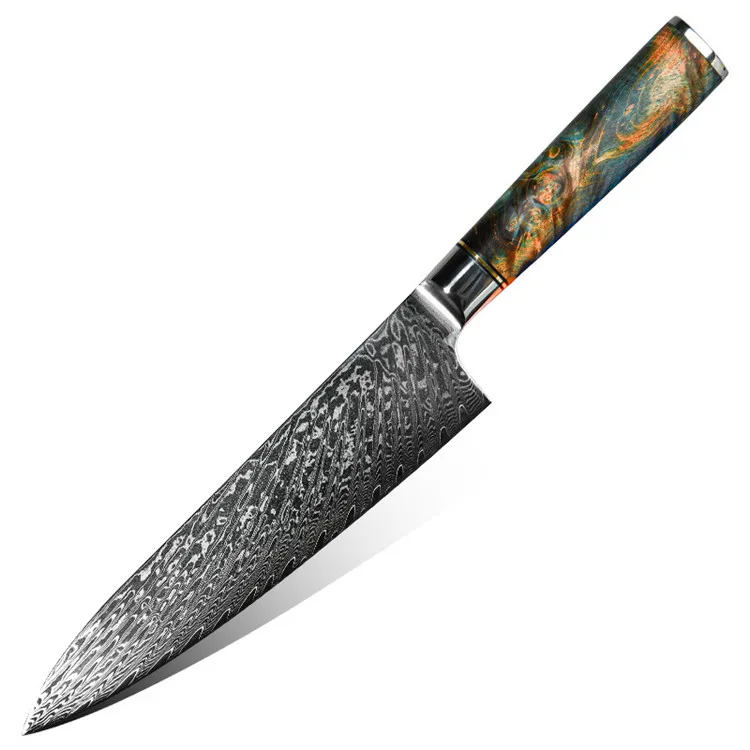 2021 New arrivals damascus steel blade 8 inch chef knife ultra sharp household slicing knife kitchen meat cutting knife