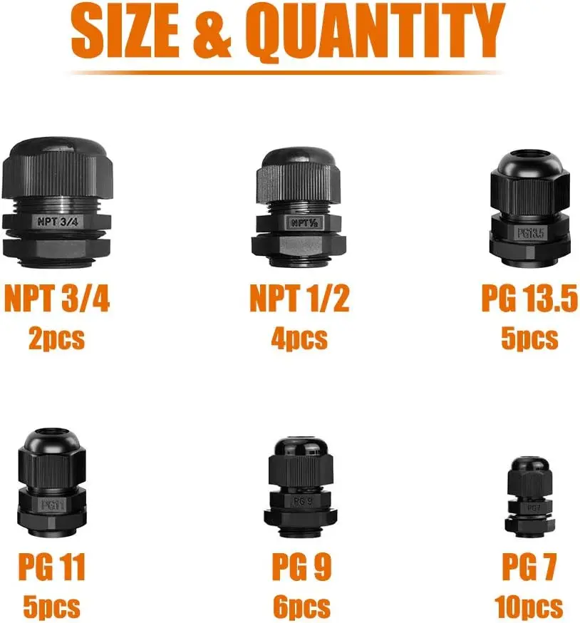 PG7 PG9 PG11 PG13.5 PG16 PG21 PG29 PG36 PG42 PG48 PG63 M12 M16 M18 M20 M22 M25 M32 nylon metal brass stainless steel cable gland