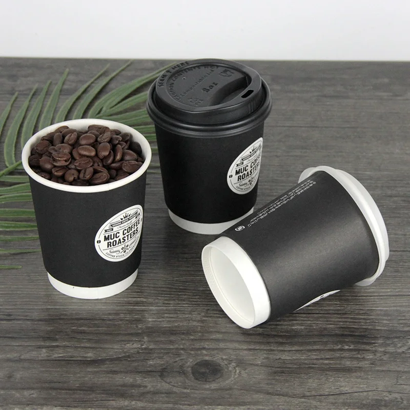 Compostable Cups 8oz 10oz 12oz Hot Drink White Paper Coffee Tea Cup With Lids