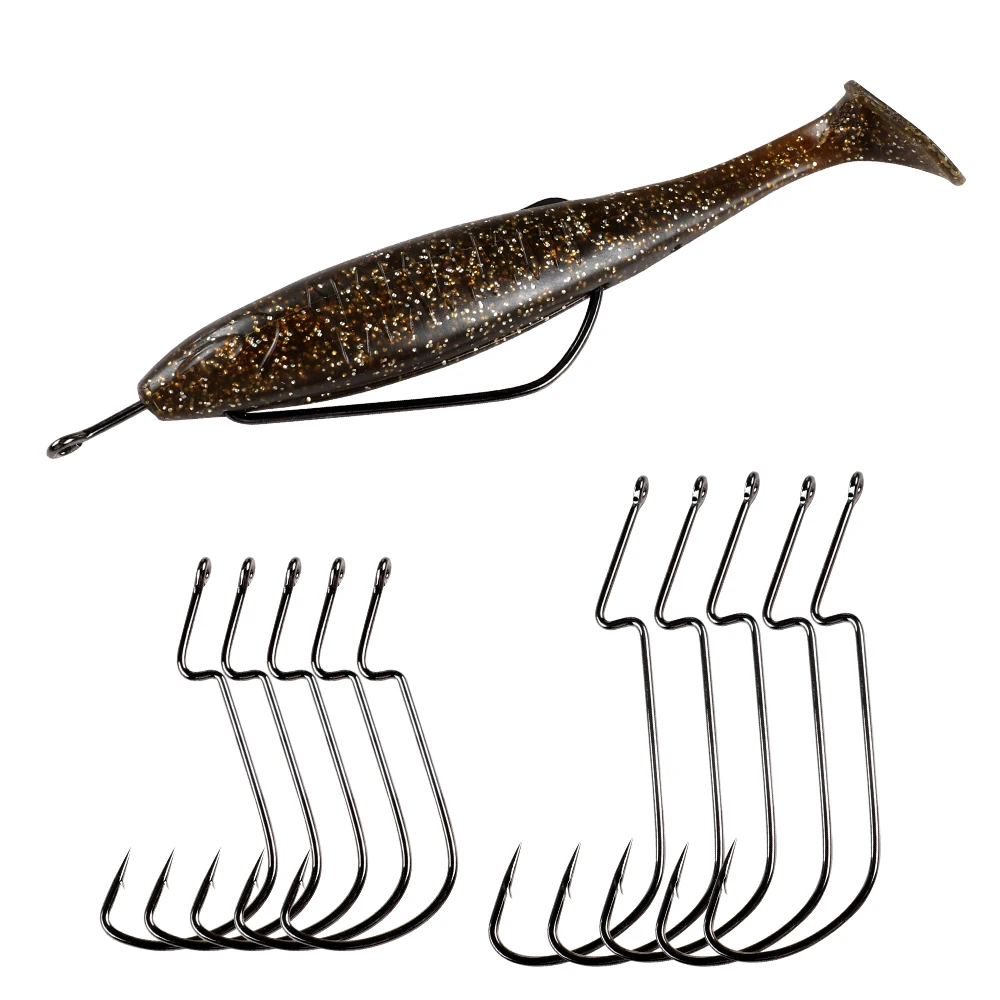 JOHNCOO 5/0 7/0 High Carbon Steel Wide Sharp Soft Worm Hook Jig Crank Offset Hooks For Soft Fishing Lures Bass Barbed Fishhook