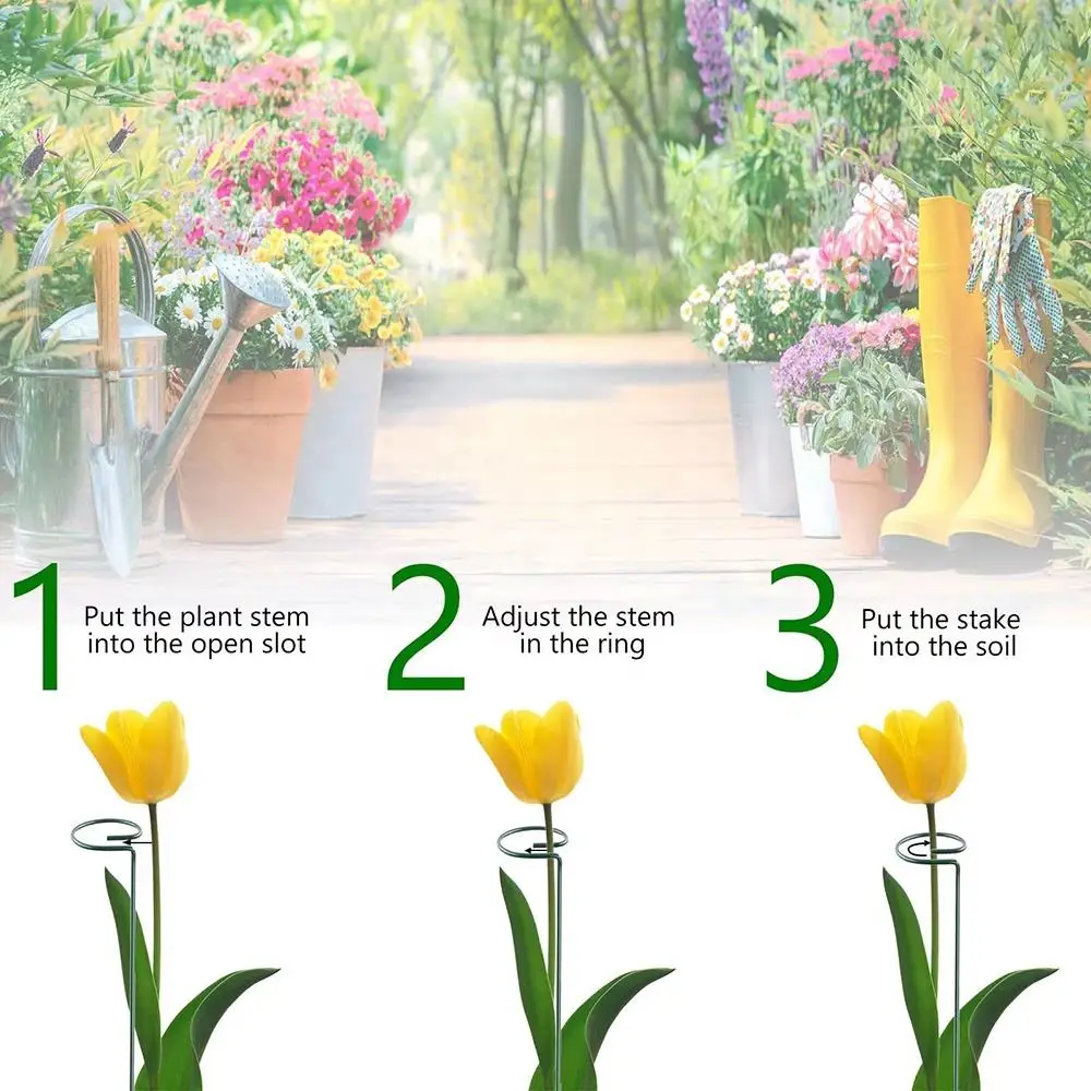 16 Inches/40 Cm Garden Flower Support Plant Support Stakes, Single Plant Stem Flower Support For Flowers