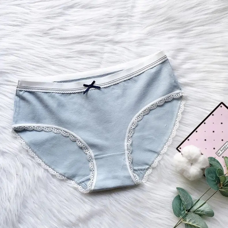 Lace fashion sexy large size Mid Waist cotton women Panties