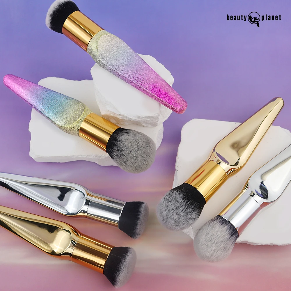 Beauty Planet Custom Logo High Quality Private Label Gold Scepter Kabuki Makeup Single Liquid Big Blush Powder Makeup Brush