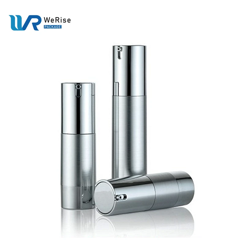 15 мл 30 50 настраиваемая Роскошная Серебристая многоразовая бутылка без воздуха косметическая с насосом для крема