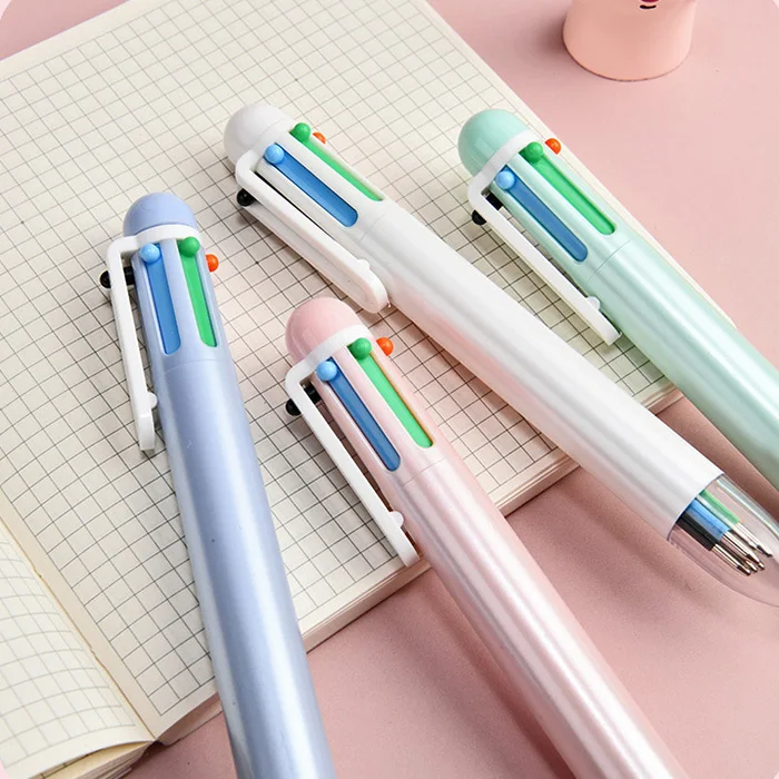 cute 6-in-1 multicolor ballpoint pen 6 colors retractable ball pens for office school supplies