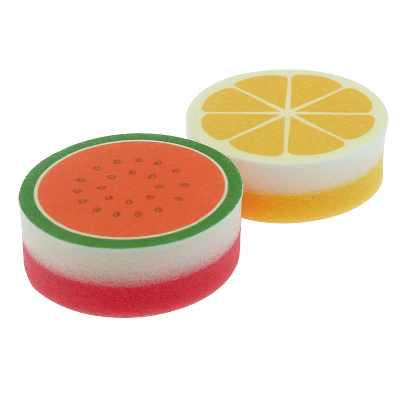 Printed round fruit shape kitchenware cleaning sponge scourer