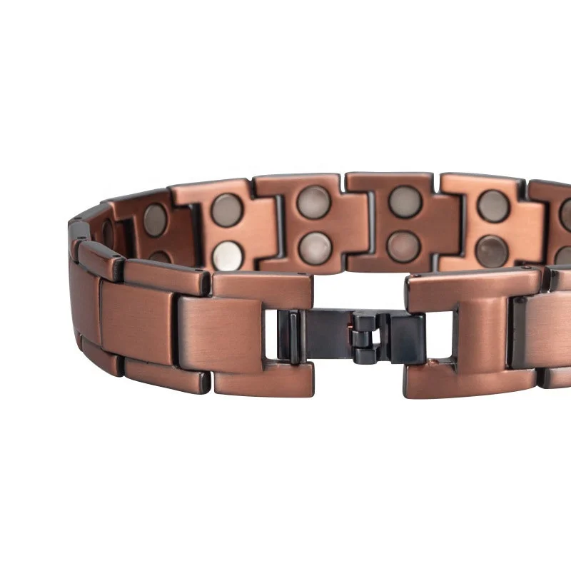 Customized Wholesale Weight Loss Round Stone Magnetic Bracelet Copper Healing Therapy Charms emf protection Bracelets For Man