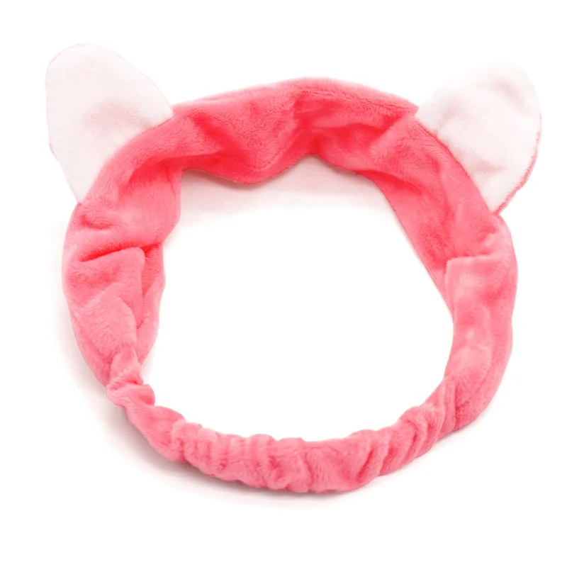 Cute Make Up Plush Cat Headband Soft Stretch Hair Accessories Wash Face Shower Cosmetic Cloth Headwrap for Fashion Adult