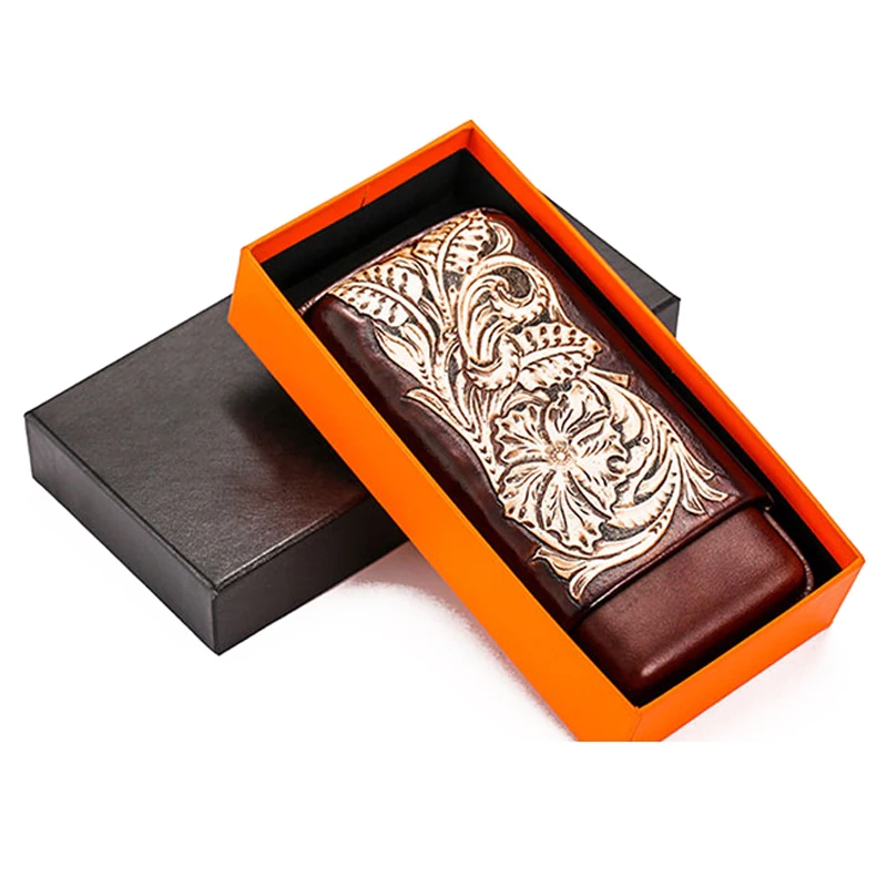 Free Customized Logo Newest Original High Quality Genuine Leather custom cigar holder case Small MOQ