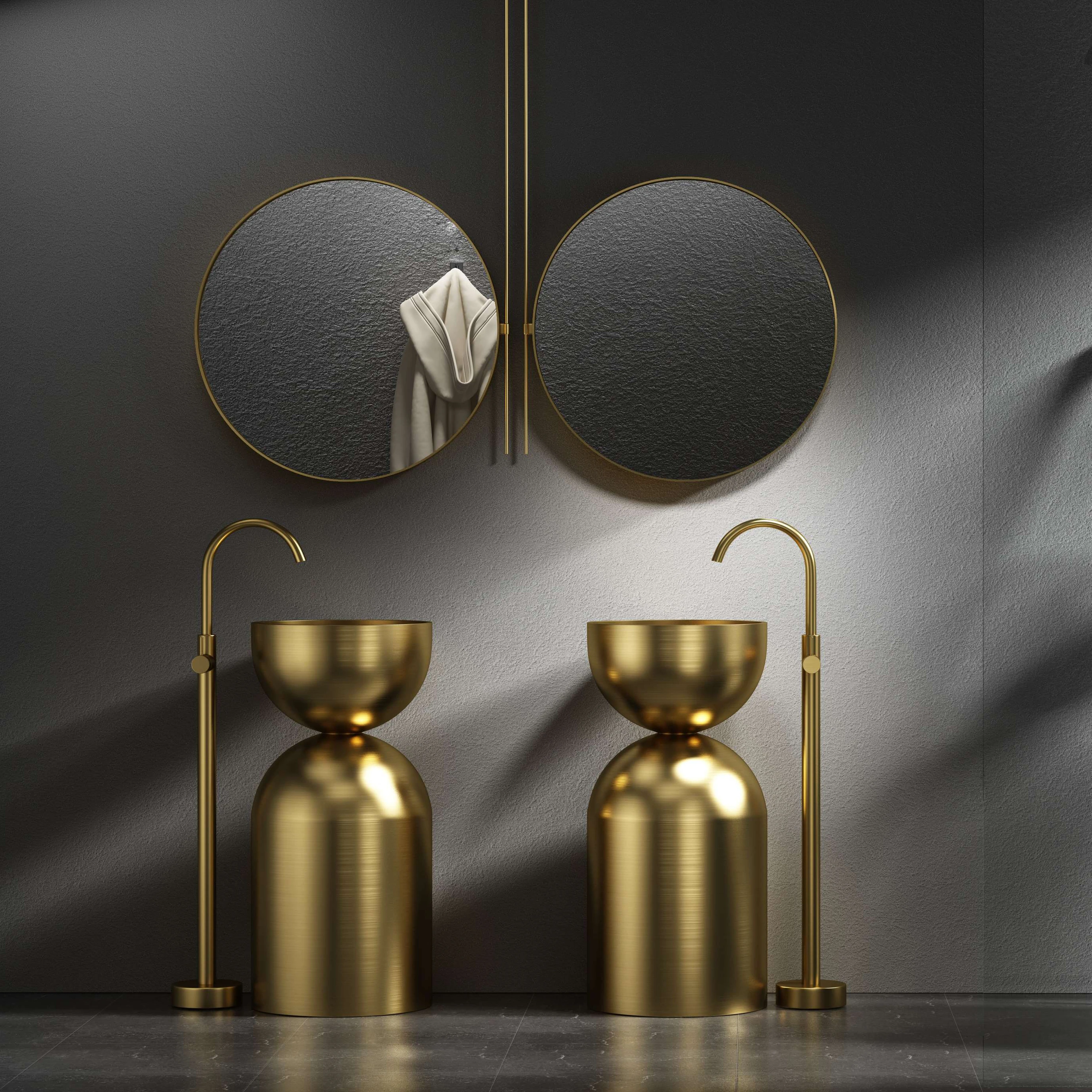 Solid Surface Stainless Steel Toilet Faucet Floor Bathroom Standing Wash Basins Pedestal Wash Sink