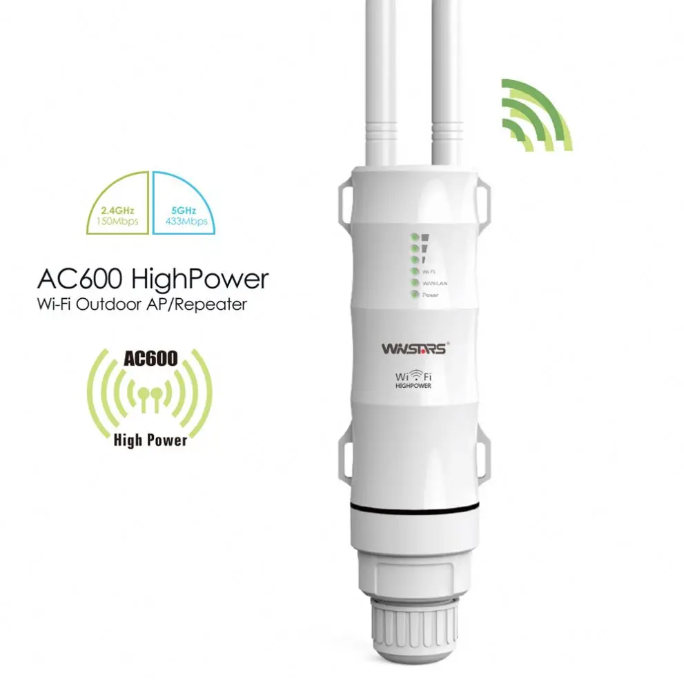 Dual-Band AC600 High Power WiFi Outdoor Router, WiFi AP/Repeater with Easy Wireless Network Setup and Management
