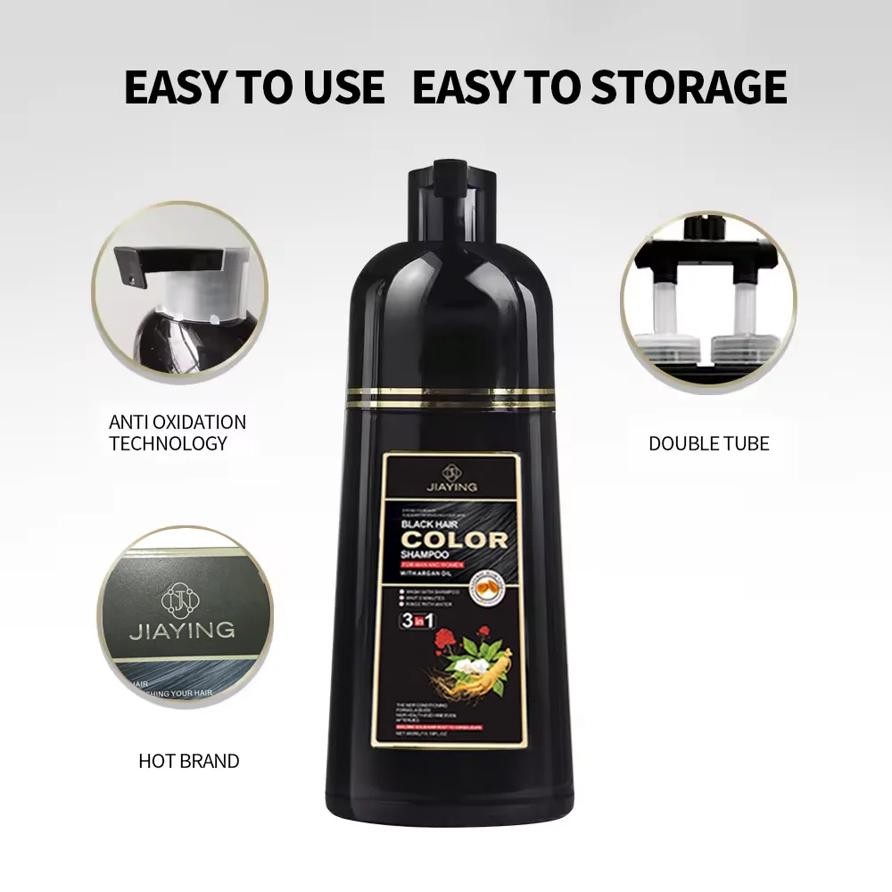Jiaying Hair Dye Guangzhou Factory Wholesale Ammonia Free 5Mins Magic Dye Natural Fast Black Hair Color Shampoo For Grey Hair
