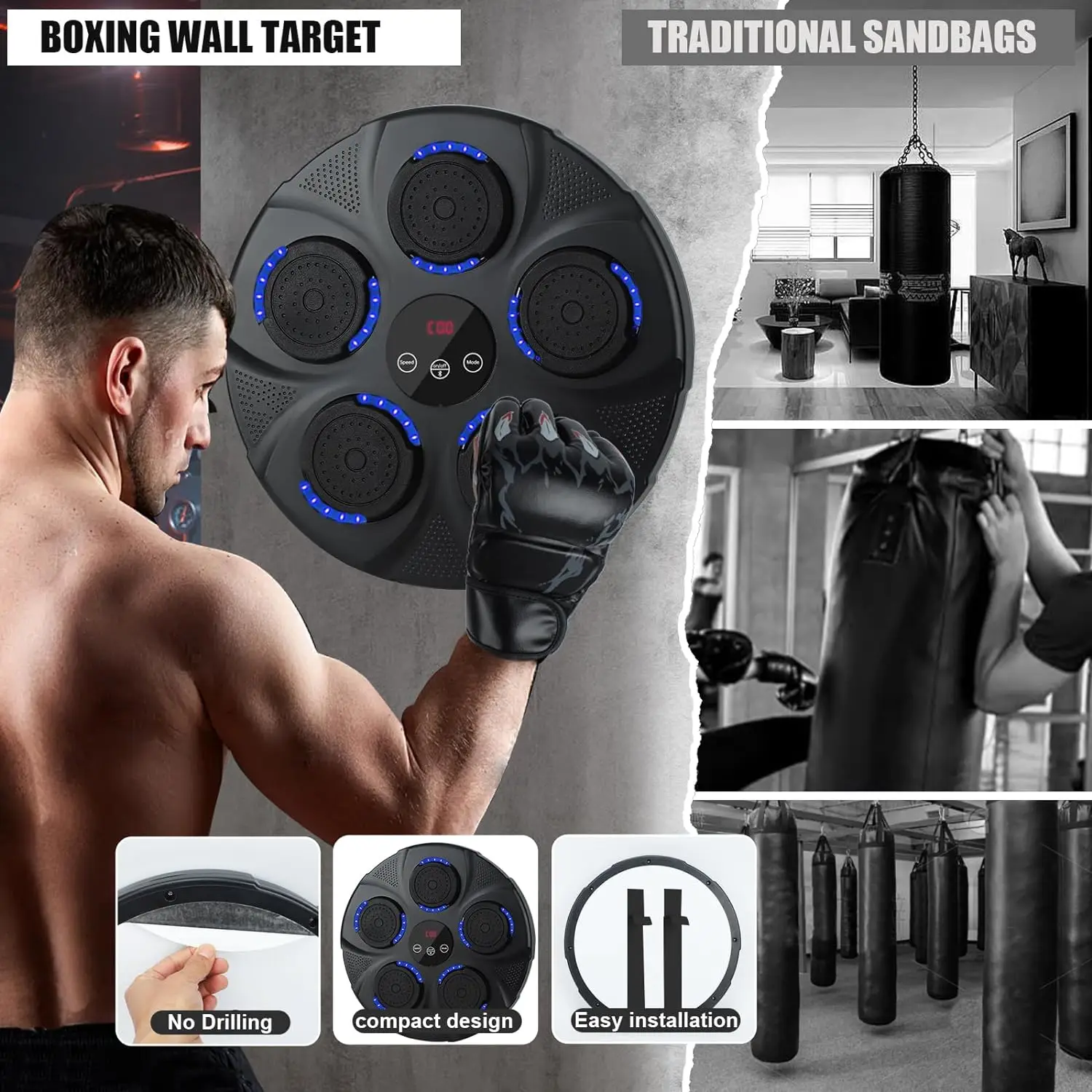 smart wall target wall mounted price electronic used big trainer boxing punch machine for adult