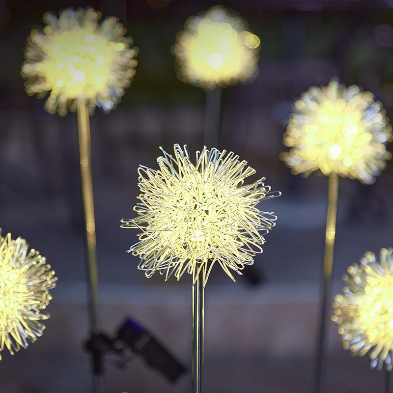 Solar Dandelion Lights Ip65 Waterproof Outdoor Courtyard Decoration Led Solar Dandelion Flower Ball Garden Light