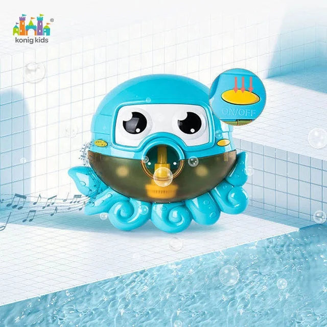 Konig Kids Summer Bathtub Toys Plastic Music Octopus Bubble Maker Bubble Baby Bathing Toy